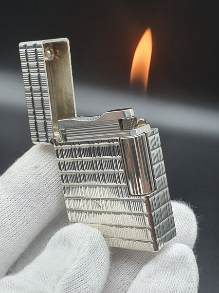 Rare Small Silver S . T. Dupont Ligne 1 Type BR Lighter 80's