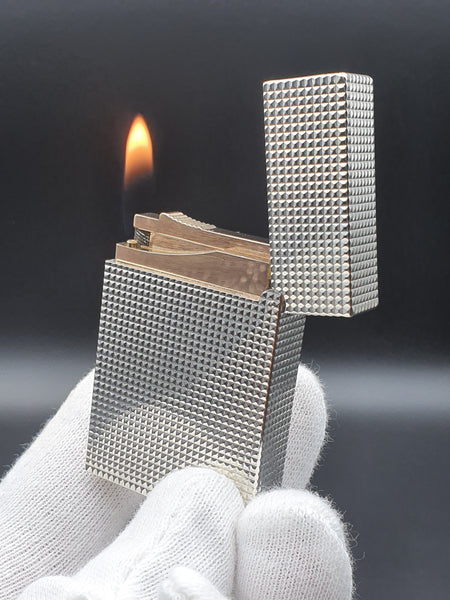 Rare Diamond Head Silver and Gold S. T. Dupont Ligne Gatsby Lighter