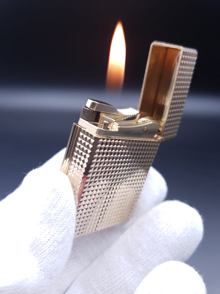Rare Small Diamond Heat Gold S . T. Dupont Ligne 1 Type BR Lighter 60's