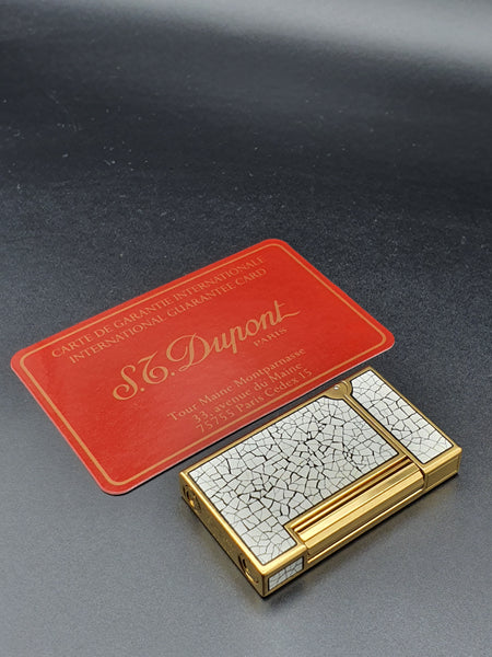 Rare Collectible S. T. Dupont Ligne D Maki-e Egg Shell Lighter Gold Plated Lighter