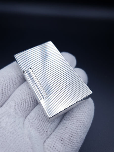 Rare Vertical Lines Silver S. T. Dupont Ligne 2 Lighter