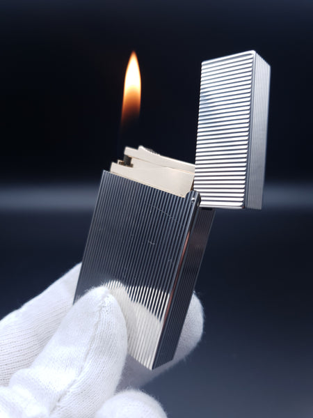 Rare Vertical Lines Silver S. T. Dupont Ligne 2 Lighter