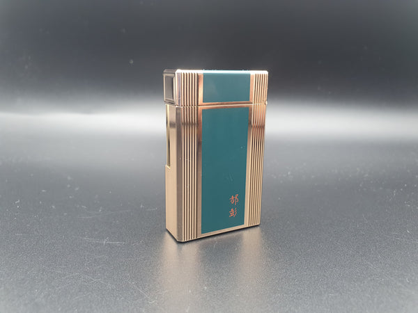 Rare Green Chinese Lacquer S . T. Dupont Ligne 1 Windsdor Type BR Gold Plated Lighter 80's