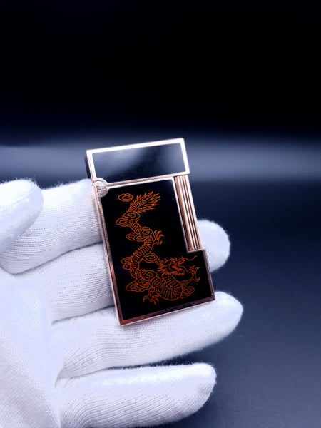Very Rare Hard to Find S. T. Dupont Ligne 2 Brown Dragon Chinese Lacquer Lighter