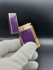 Very Rare Purple Chinese Laquer and Diamonds S. T. Dupont Ligne 2 Lighter