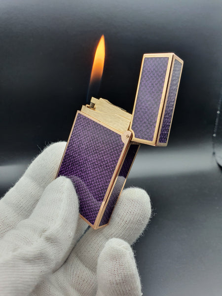 Very Rare Purple Chinese Laquer and Diamonds S. T. Dupont Ligne 2 Lighter