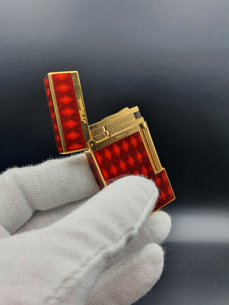 Rare Vertigo 2 Red Chinese Laquer S. T. Dupont Ligne 2 Montparnasse Limited Edition Lighter
