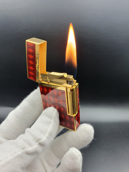 Rare Vertigo 2 Red Chinese Laquer S. T. Dupont Ligne 2 Montparnasse Limited Edition Lighter