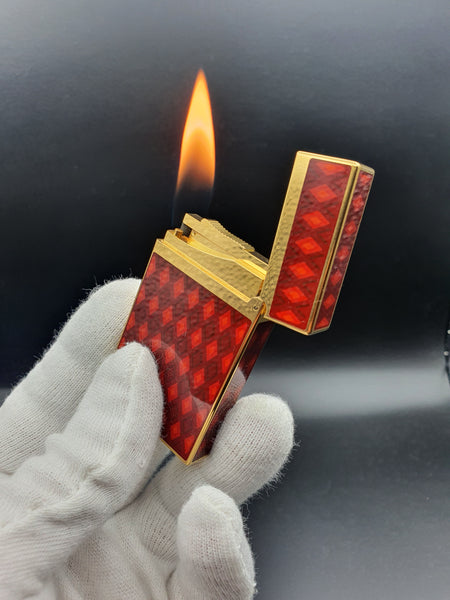 Rare Vertigo 2 Red Chinese Laquer S. T. Dupont Ligne 2 Montparnasse Limited Edition Lighter