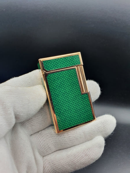 Very Rare Greeen Carbon Patern Gold Plated S. T. Dupont Ligne 1 Type BR Lighter