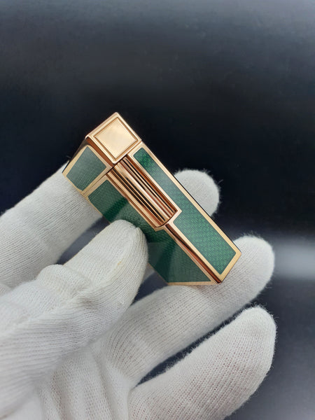 Very Rare Greeen Carbon Patern Gold Plated S. T. Dupont Ligne 1 Type BR Lighter