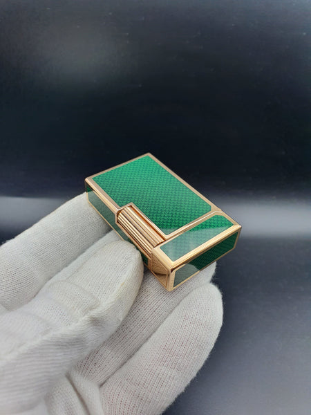 Very Rare Greeen Carbon Patern Gold Plated S. T. Dupont Ligne 1 Type BR Lighter