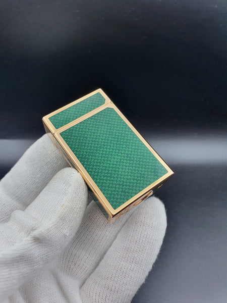 Very Rare Greeen Carbon Patern Gold Plated S. T. Dupont Ligne 1 Type BR Lighter