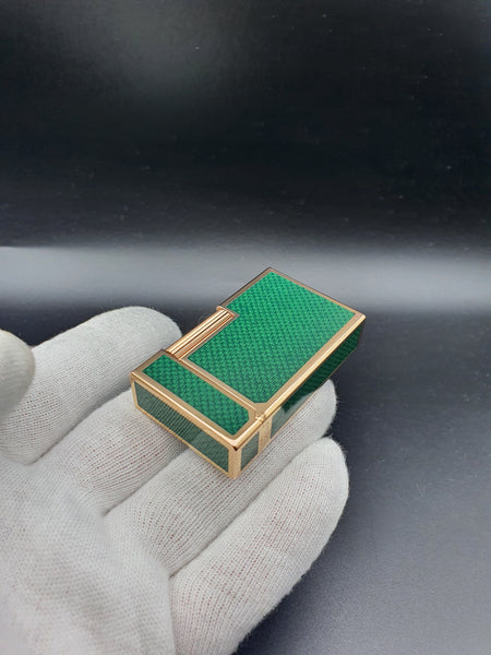 Very Rare Greeen Carbon Patern Gold Plated S. T. Dupont Ligne 1 Type BR Lighter