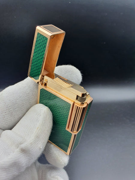 Very Rare Greeen Carbon Patern Gold Plated S. T. Dupont Ligne 1 Type BR Lighter