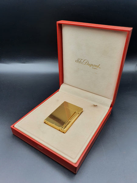 Rare Diamond Head  Gold S. T. Dupont Ligne Gatsby Lighter Engraved