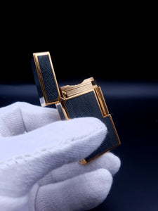 Very Rare Grey / Blue Chinese Lacquer S. T. Dupont Ligne 1 Gold Plated Lighter