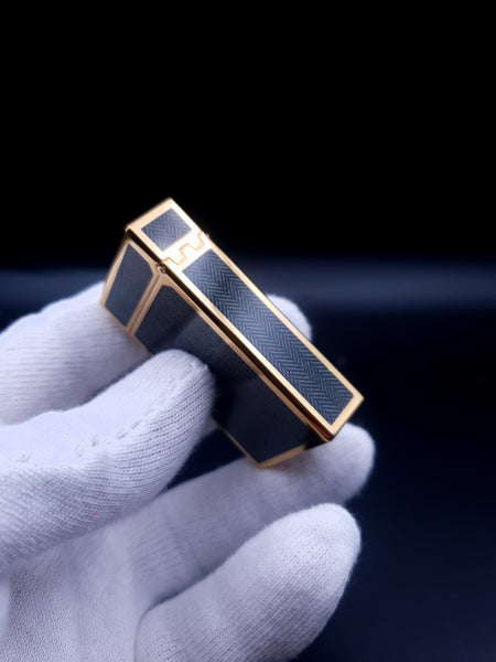 Very Rare Grey / Blue Chinese Lacquer S. T. Dupont Ligne 1 Gold Plated Lighter