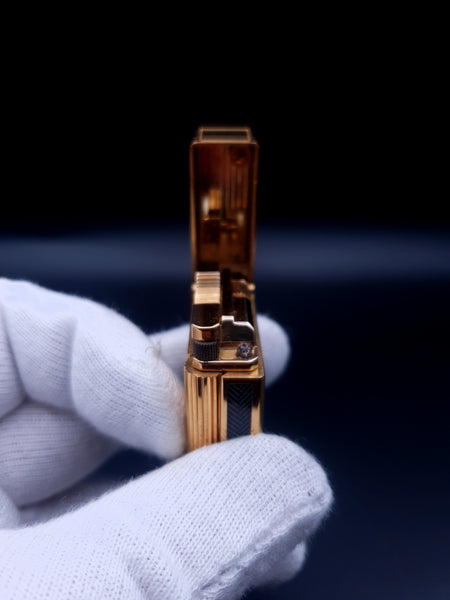 Very Rare Grey / Blue Chinese Lacquer S. T. Dupont Ligne 1 Gold Plated Lighter