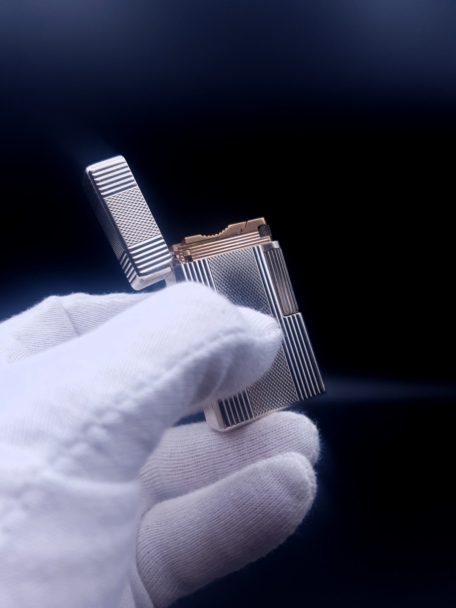 Very Rare Gold and Silver S. T. Dupont D57 Windsor Lighter With Ping Sound Lighter