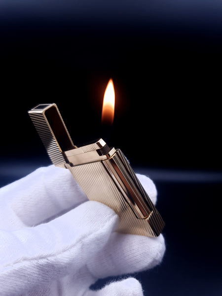 Rare Collectible S. T. Dupont Ligne D Lighter Gold Plated Pipe Flame Lighter