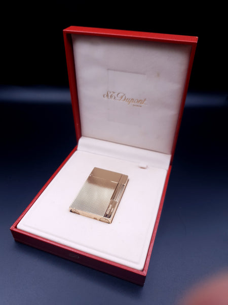 Rare 18K Gold Diamond Head Gold S. T. Dupont Ligne Gatsby Lighter Box Papers