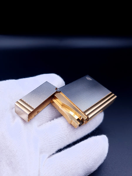 Rare 18K Gold and Palladium 2 Tone  S. T. Dupont Ligne Gatsby Lighter Loud Ping Sound
