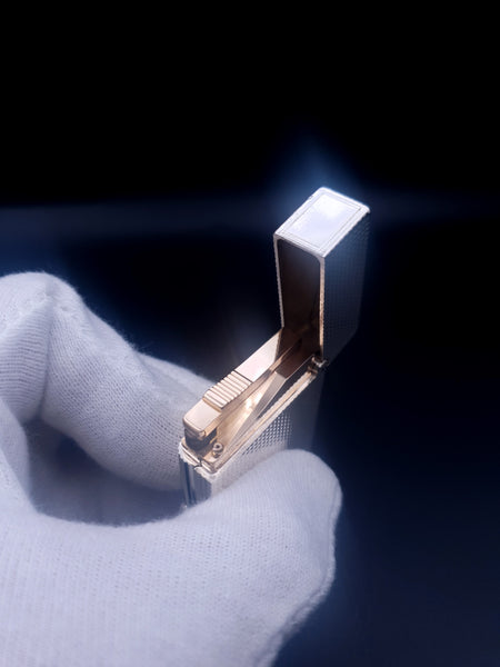 Rare S. T. Dupont Ligne Gatsby Diamond Head Silver and Gold  Lighter