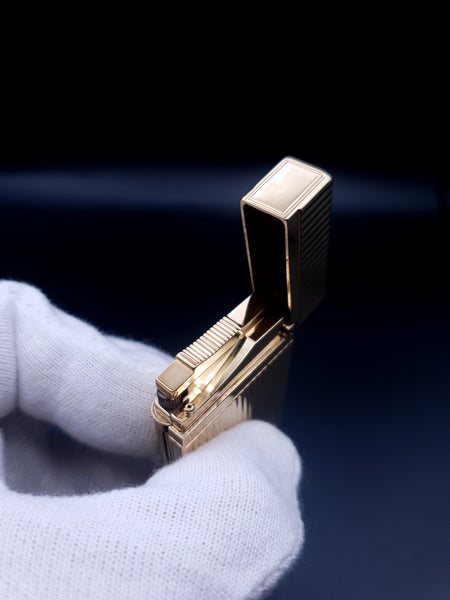 Rare 18K Yellow Gold S. T. Dupont Ligne 2 Montparnasse Continuous Ping Sound Lighter