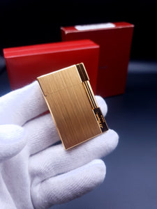 NEW with Box and Papers S. T. Dupont Lighter Ligne 2 Gatsby Gold Brushed Loud Ping Sound 18213