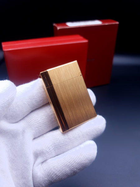 NEW with Box and Papers S. T. Dupont Lighter Ligne 2 Gatsby Gold Brushed Loud Ping Sound 18213