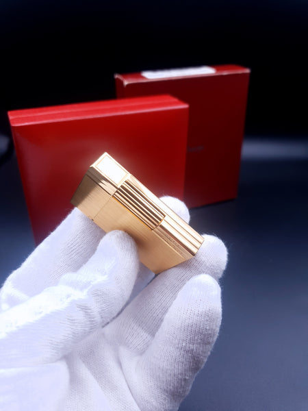 NEW with Box and Papers S. T. Dupont Lighter Ligne 2 Gatsby Gold Brushed Loud Ping Sound 18213