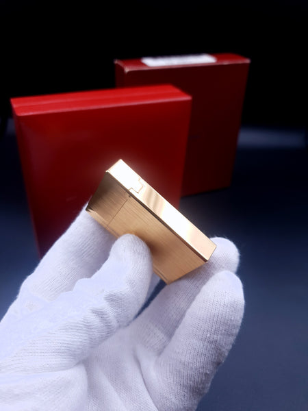 NEW with Box and Papers S. T. Dupont Lighter Ligne 2 Gatsby Gold Brushed Loud Ping Sound 18213