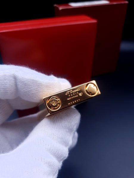 NEW with Box and Papers S. T. Dupont Lighter Ligne 2 Gatsby Gold Brushed Loud Ping Sound 18213