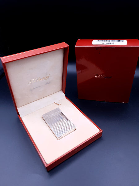 NEW with Box and Papers Silver S. T. Dupont Ligne 2 Lighter 16184 Diamond Head Montparnasse Loud Ping Sound