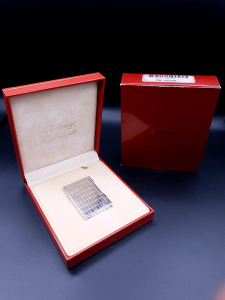 NEW with Box and Papers Silver Rectangular Lines S. T. Dupont Ligne 2 Gatsby 18138 Lighter Loud Ping Sound